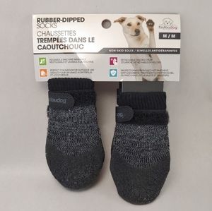 Black and Gray Rubber-Dipped Dog Socks